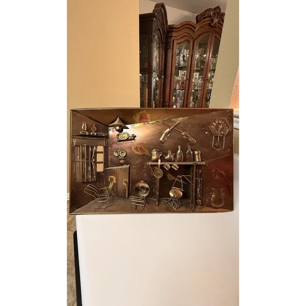 VTG Rare 3D Metalware Copper Wall Hanging Sculpture Music Box The Way We Were